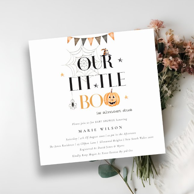 Halloween Pumpkin Little Boo Baby Shower Invite (Creator Uploaded)