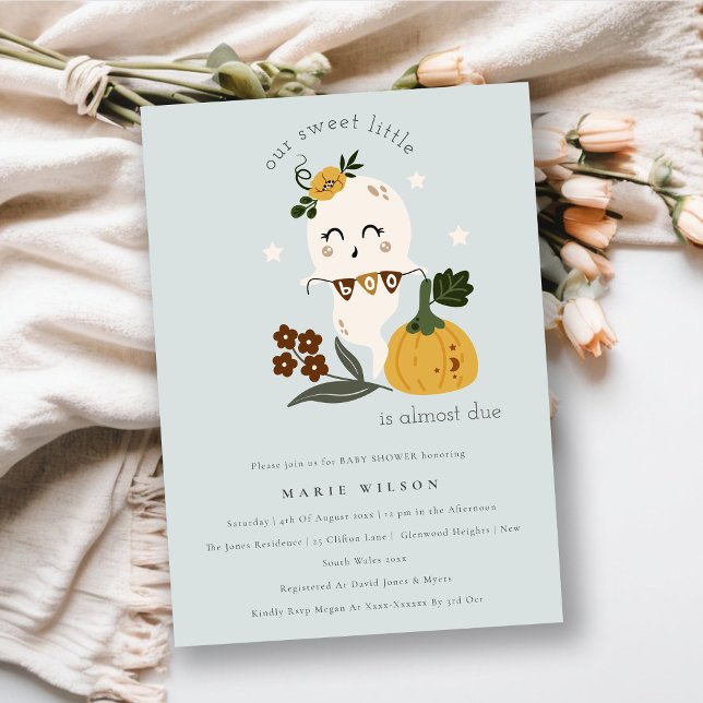 Halloween Pumpkin Little Boo Baby Shower Invite (Creator Uploaded)