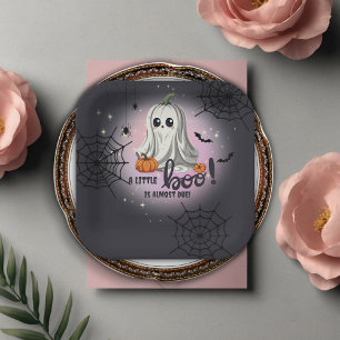 Halloween Pumpkin Little Boo Baby Shower Paper Plate