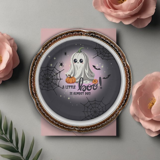 Halloween Pumpkin Little Boo Baby Shower Paper Plate (Creator Uploaded)