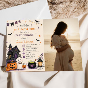 Halloween Pumpkin Little Boo Baby Shower Photo Invitation