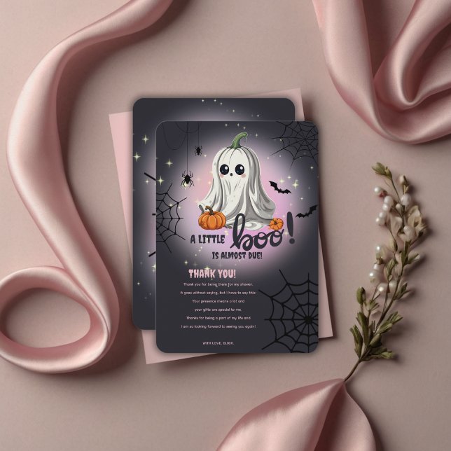 Halloween Pumpkin Little Boo Baby Shower Thank You Card (Creator Uploaded)