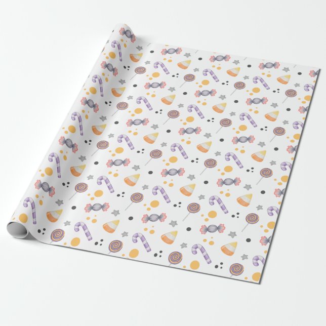 Halloween Pumpkin Little Boo Baby Wrapping Paper (Unrolled)