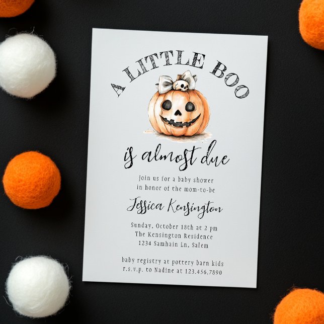 Halloween Pumpkin Little Boo Cute Baby Shower  Invitation (Creator Uploaded)