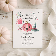 Halloween Pumpkin Little Boo Pink Baby Shower