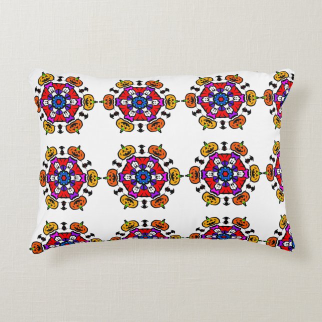 Halloween Pumpkin Mandala Decorative Cushion (Front)