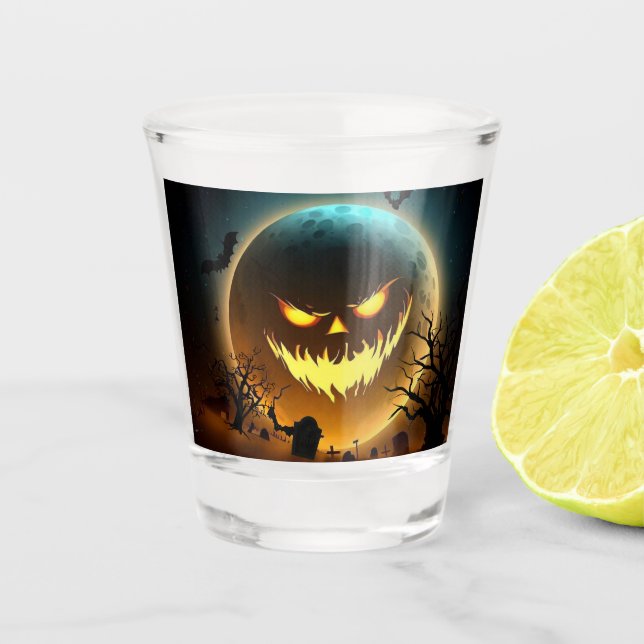 Halloween/pumpkin/moon/fall Shot Glass (Front)
