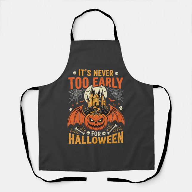 Halloween Pumpkin Never Too Early Castle Graphic_1 Apron (Front)