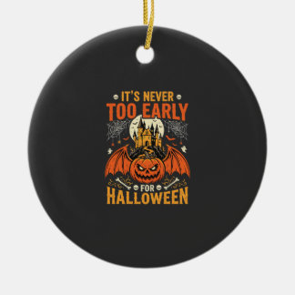 Halloween Pumpkin Never Too Early Castle Graphic_1 Ceramic Tree Decoration