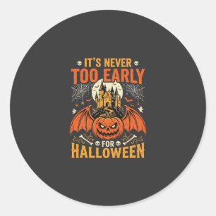 Halloween Pumpkin Never Too Early Castle Graphic_1 Classic Round Sticker