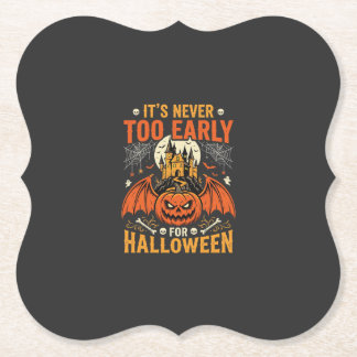 Halloween Pumpkin Never Too Early Castle Graphic_1 Paper Coaster