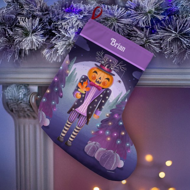 Halloween Pumpkin Nutcracker Large Christmas Stocking (Creator Uploaded)