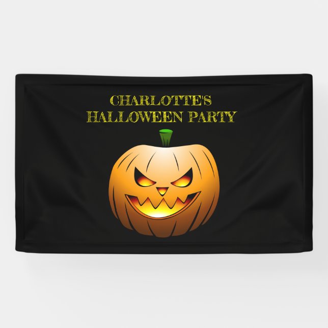 Halloween Pumpkin on a Party Banner (Horizontal)