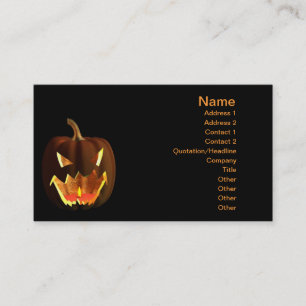 Halloween pumpkin on black business card