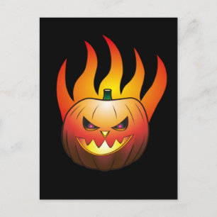 Halloween Pumpkin on Fire Postcard
