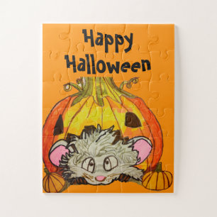 HALLOWEEN PUMPKIN ON TOP OF A MOUSE  JIGSAW PUZZLE