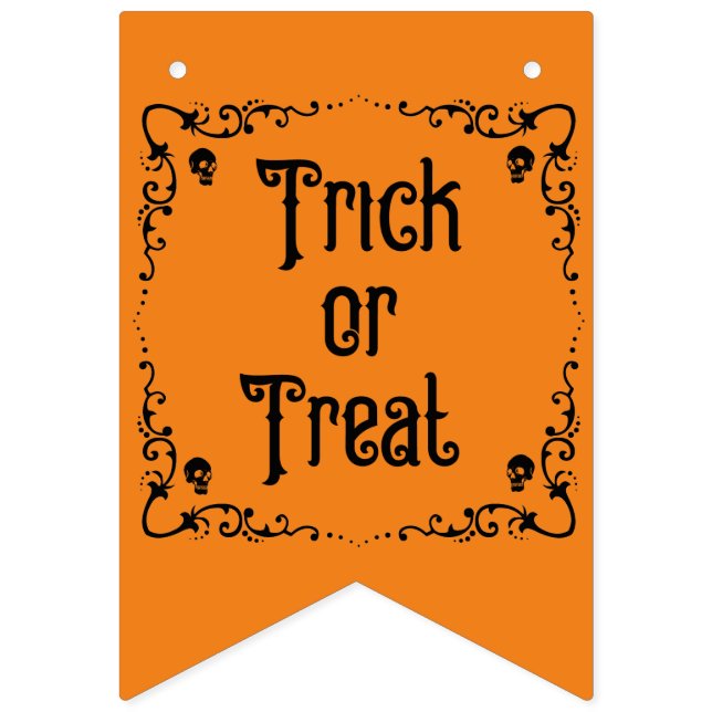 Halloween Pumpkin Orange and Black Trick or Treat  Bunting (First Flag)