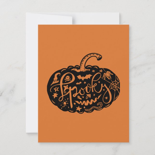 Halloween Pumpkin Orange Black Card (Front)
