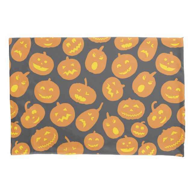 Halloween Pumpkin Orange Black Jack O'Lantern Pillowcase (Front)