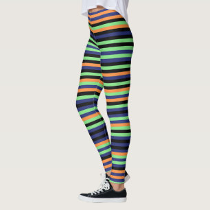 Halloween Pumpkin Orange Black Striped Leggings