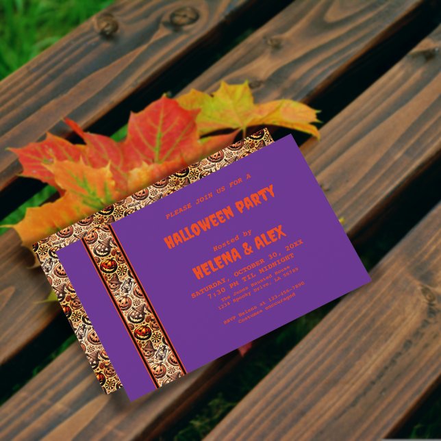 Halloween pumpkin orange purple pattern Invitation (Creator Uploaded)