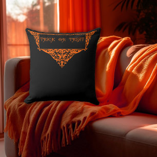 Halloween Pumpkin Orange Trick or Treat  Cushion