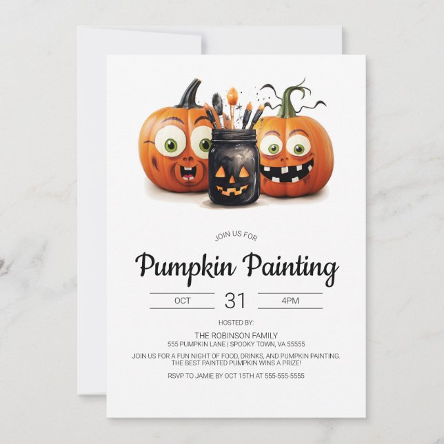 Halloween Pumpkin Painting Party Invitation (Front)