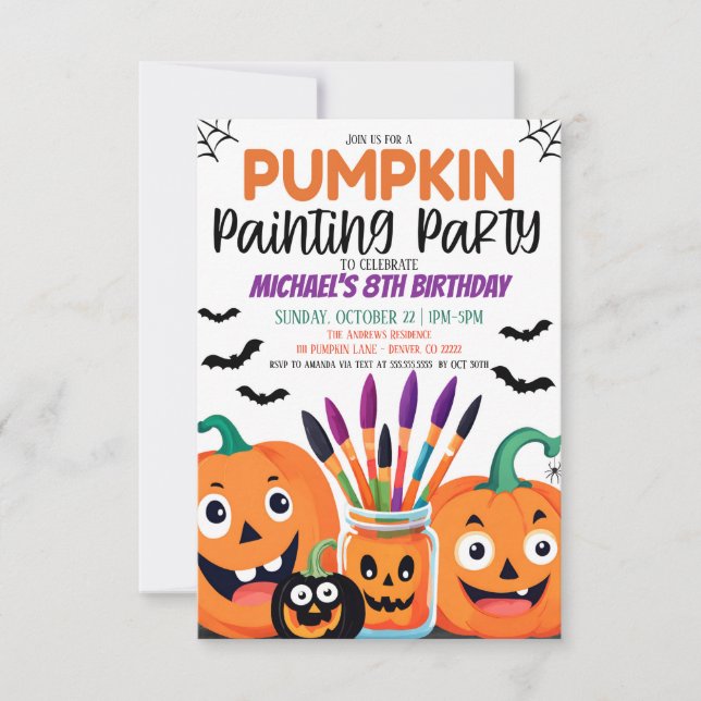 Halloween Pumpkin Painting Party Invitation (Front)