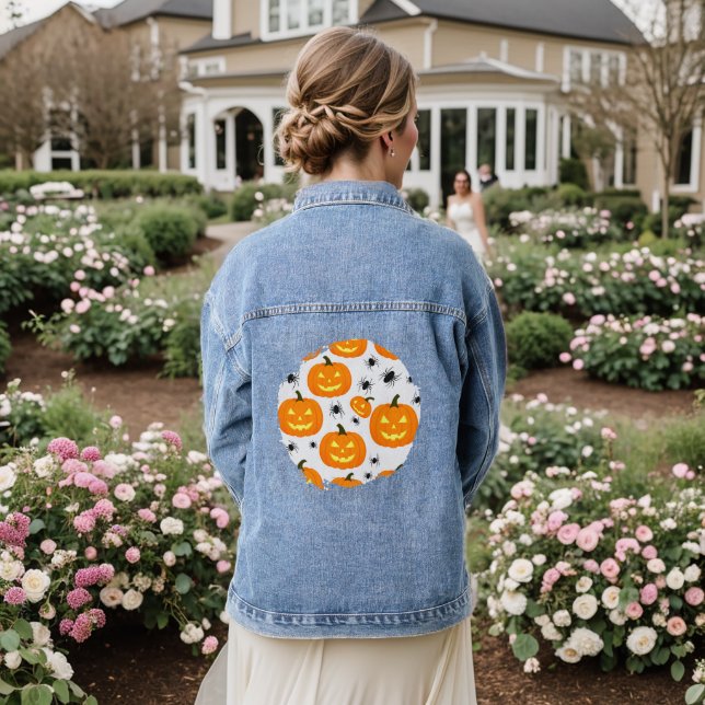 Halloween Pumpkin Parade Denim Jacket (Wedding Back)