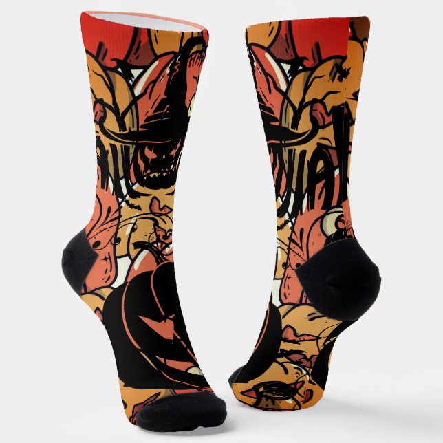 Halloween,Pumpkin Party, Scary Pumpkins  Socks (Angled)