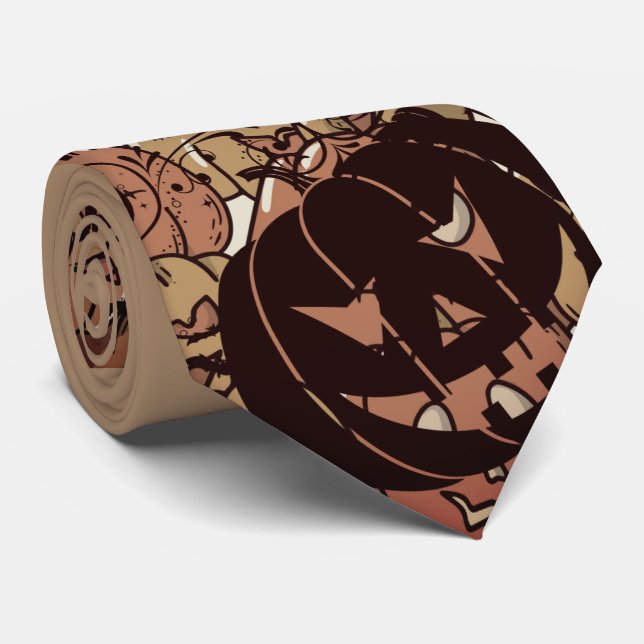 Halloween,Pumpkin Party, Scary Pumpkins  Tie (Rolled)