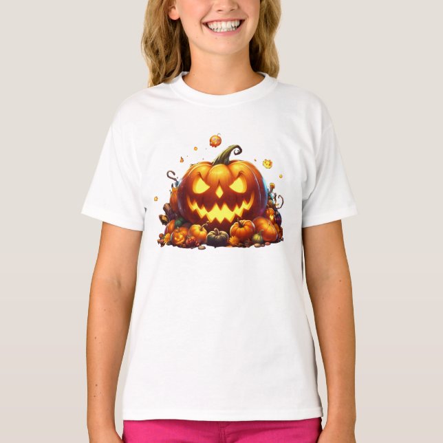 Halloween Pumpkin Party Yellow Magic T-Shirt (Front)