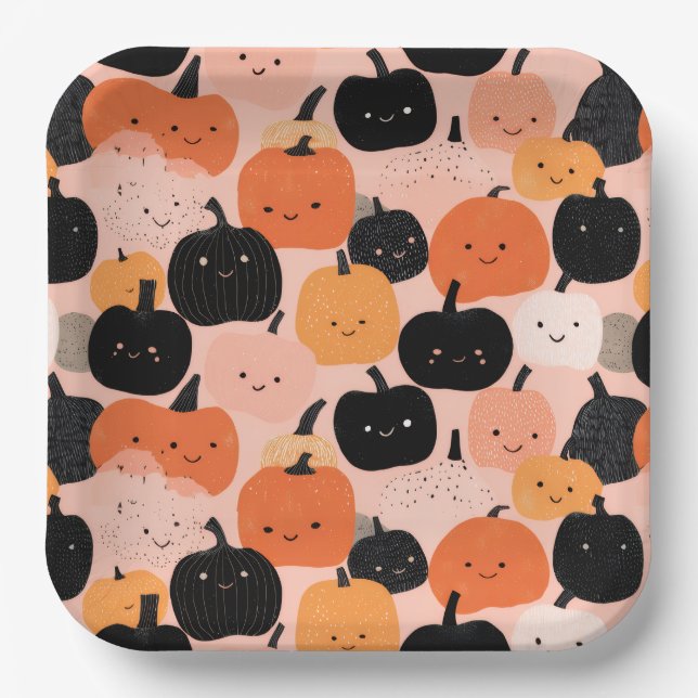 Halloween Pumpkin Patch – Festive Fall  Paper Plate (Front)