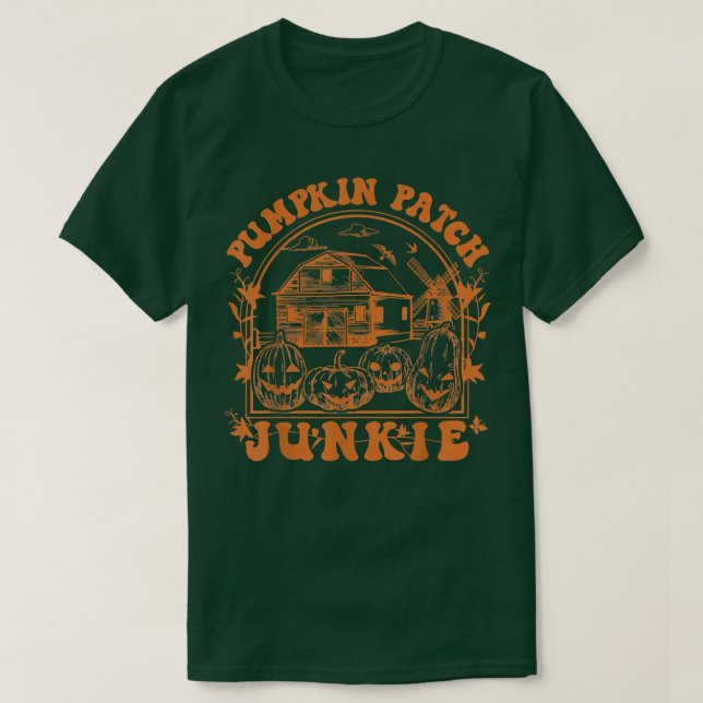 Halloween Pumpkin Patch Junkie Jack O Lantern Grap T-Shirt (Design Front)