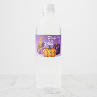 Halloween Pumpkin Patch Party Water Bottle Label