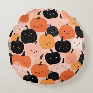 Halloween Pumpkin Patch Round Cushion