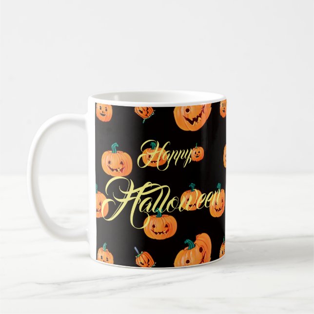 Halloween Pumpkin Pattern Coffee Mug (Left)
