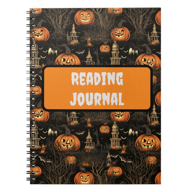 Halloween Pumpkin Pattern Dark Notebook (Front)
