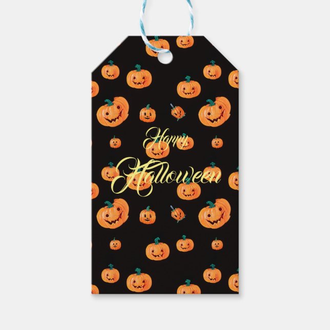 Halloween Pumpkin Pattern Gift Tags (Front)