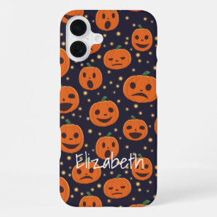 Halloween Pumpkin Pattern Jack O Lantern Custom Ca iPhone 16 Plus Case