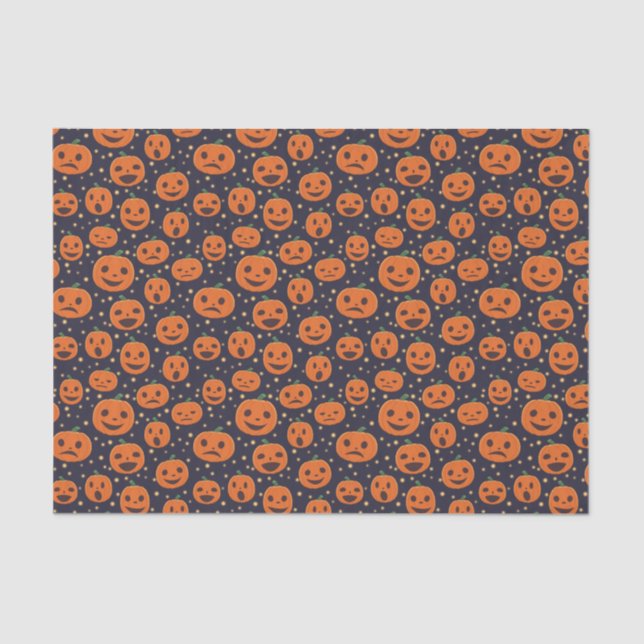 Halloween Pumpkin Pattern Jack-o-Lantern Festive Tissue Paper (Front)