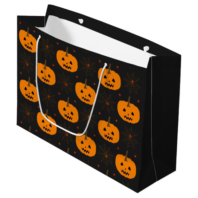 Halloween Pumpkin Pattern Large Gift Bag (Front Angled)