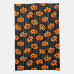 Halloween Pumpkin Pattern Tea Towel