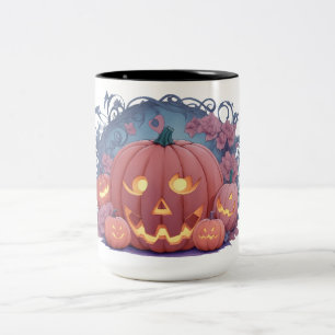 halloween pumpkin pattern Two-Tone coffee mug