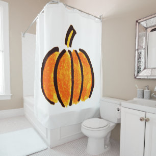 Halloween Pumpkin Pencil Drawing, Pumpkins Shower Curtain