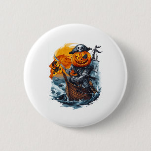 Halloween Pumpkin Pirate Adventure 6 Cm Round Badge