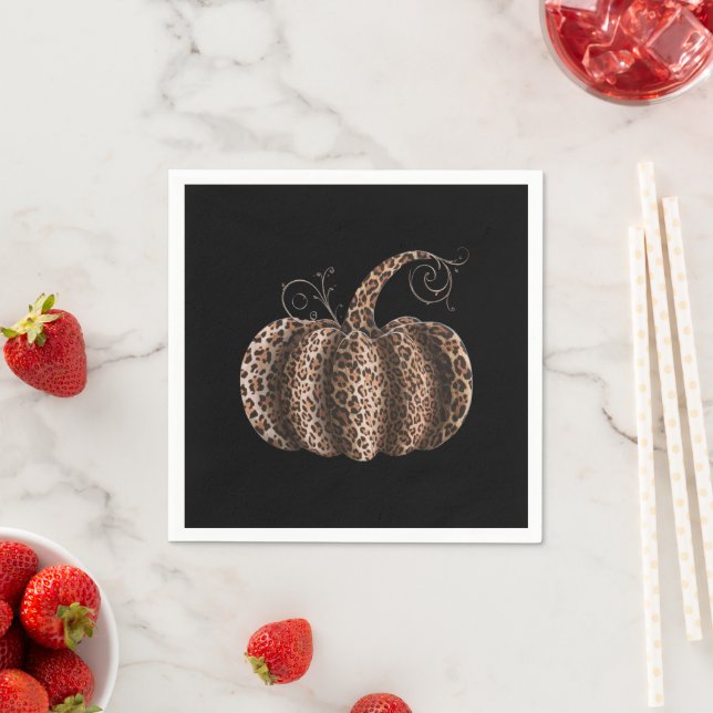 Halloween Pumpkin Plaid Leopard Fall Thanksgiving  Napkin (Insitu)
