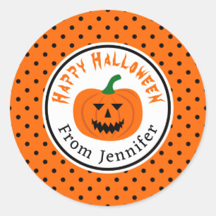 Halloween Pumpkin Polka Dots Stickers