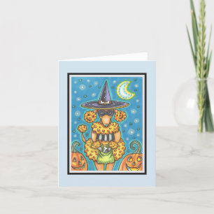 HALLOWEEN PUMPKIN POODLE NOTE GREETING CARD Verse
