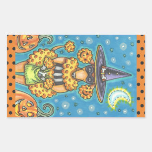 HALLOWEEN PUMPKIN POODLE STICKERS SHEET Rectangle